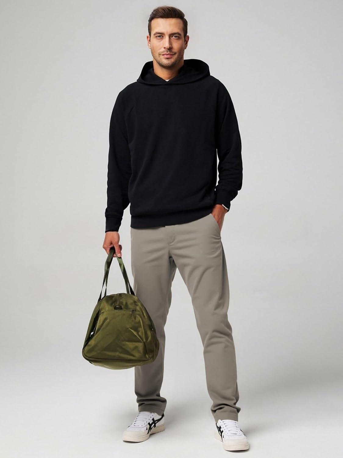 imageJMIERR Mens Chino Pants Casual Stretch Waist Tapered Trousers with PocketsGrey