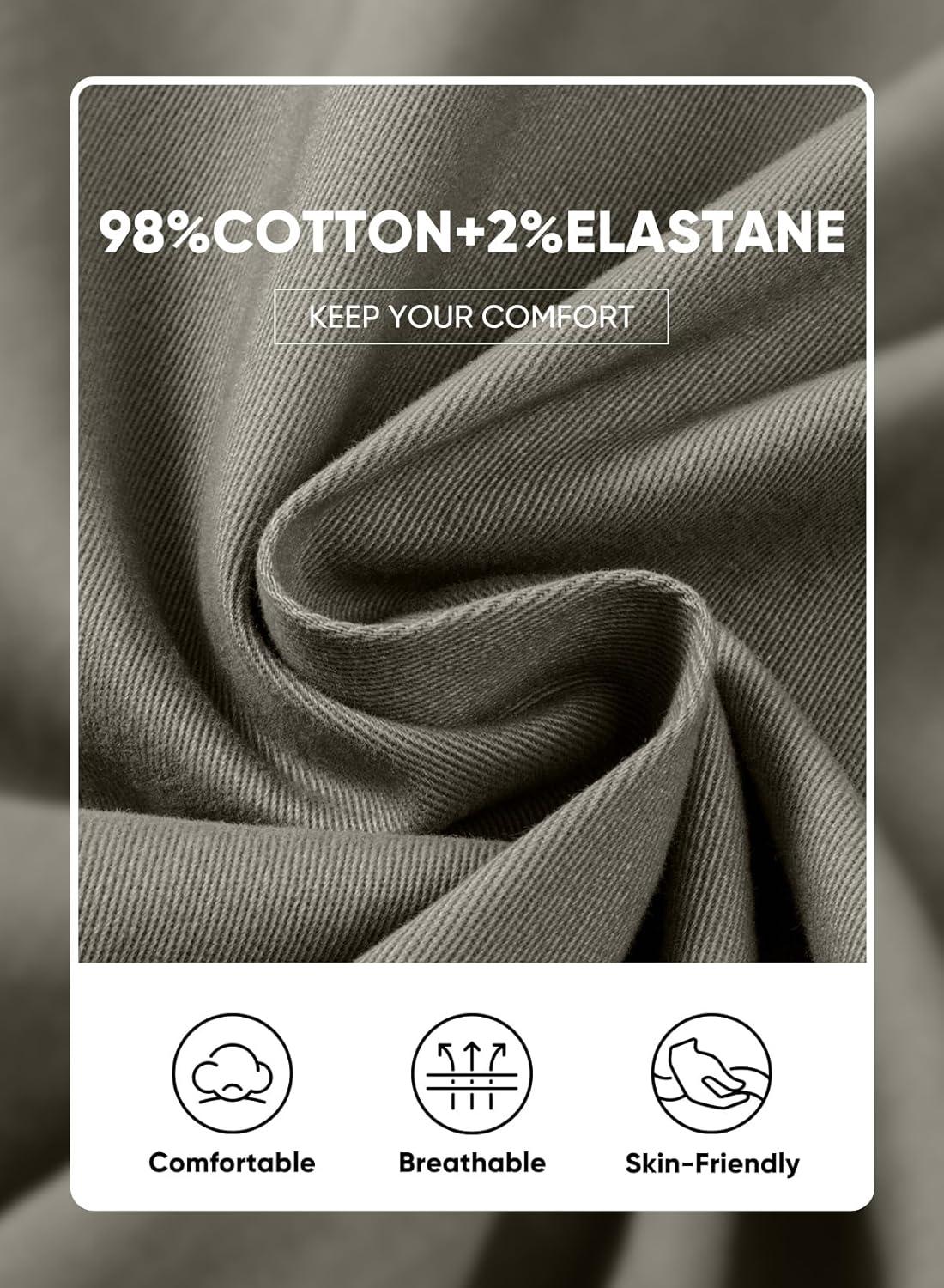 imageJMIERR Mens Chino Pants Casual Stretch Waist Tapered Trousers with PocketsGrey