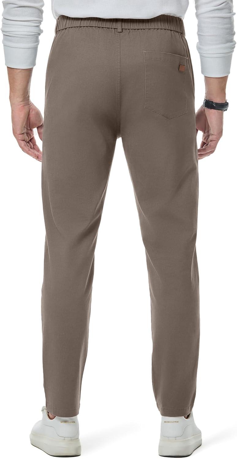 imageJMIERR Mens Chino Pants Casual Stretch Waist Tapered Trousers with PocketsGreyish Brown