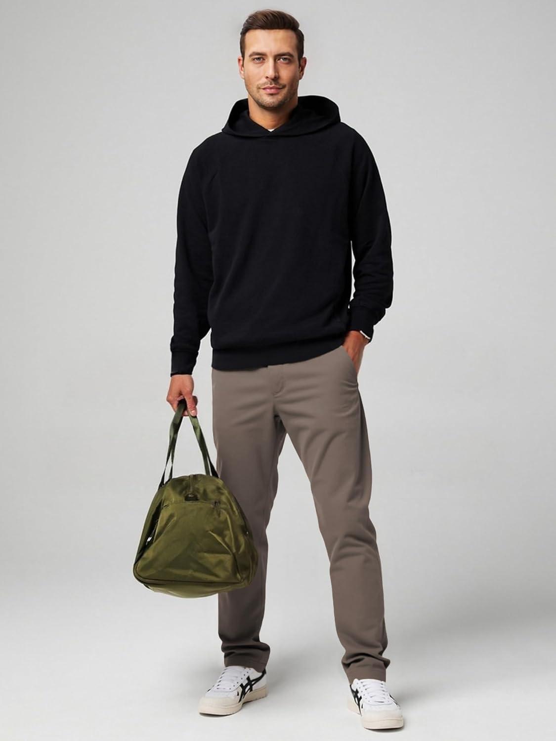 imageJMIERR Mens Chino Pants Casual Stretch Waist Tapered Trousers with PocketsGreyish Brown