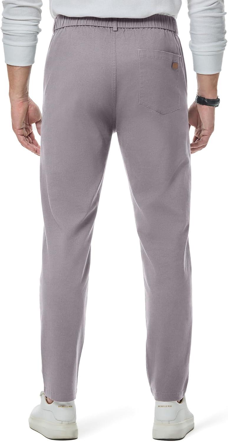 imageJMIERR Mens Chino Pants Casual Stretch Waist Tapered Trousers with PocketsLight Grey