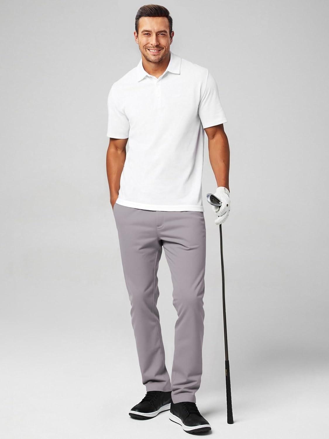 imageJMIERR Mens Chino Pants Casual Stretch Waist Tapered Trousers with PocketsLight Grey