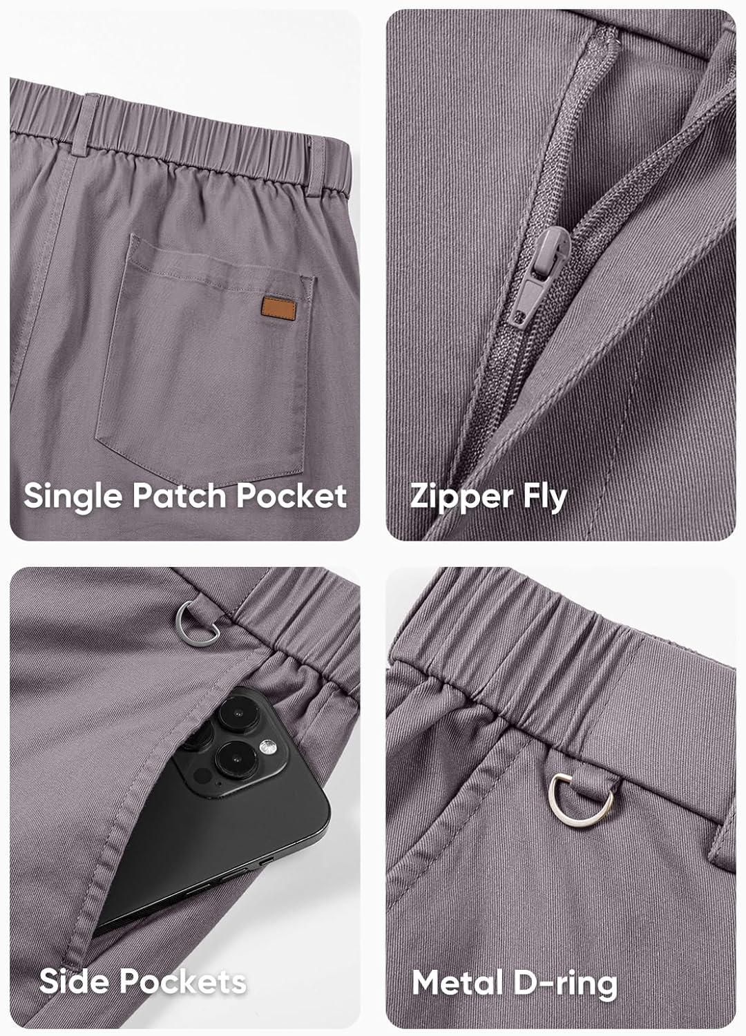 imageJMIERR Mens Chino Pants Casual Stretch Waist Tapered Trousers with PocketsLight Grey