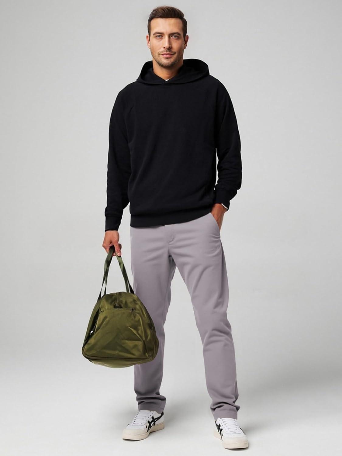 imageJMIERR Mens Chino Pants Casual Stretch Waist Tapered Trousers with PocketsLight Grey