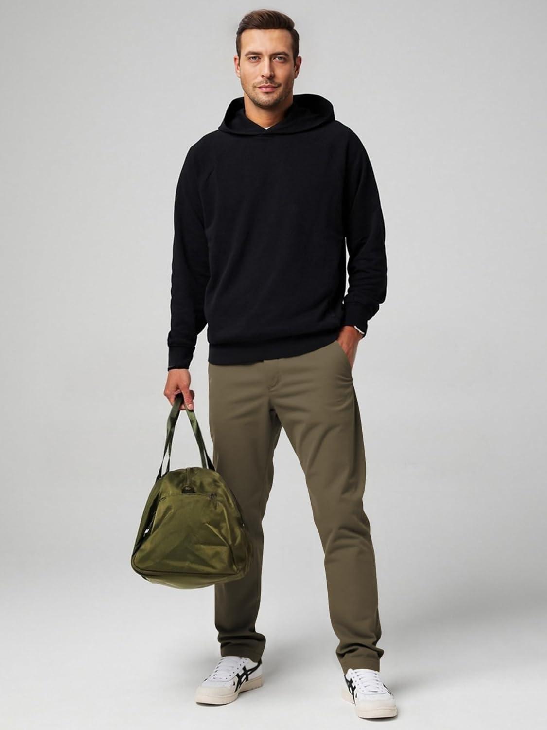 imageJMIERR Mens Chino Pants Casual Stretch Waist Tapered Trousers with PocketsMoss Green