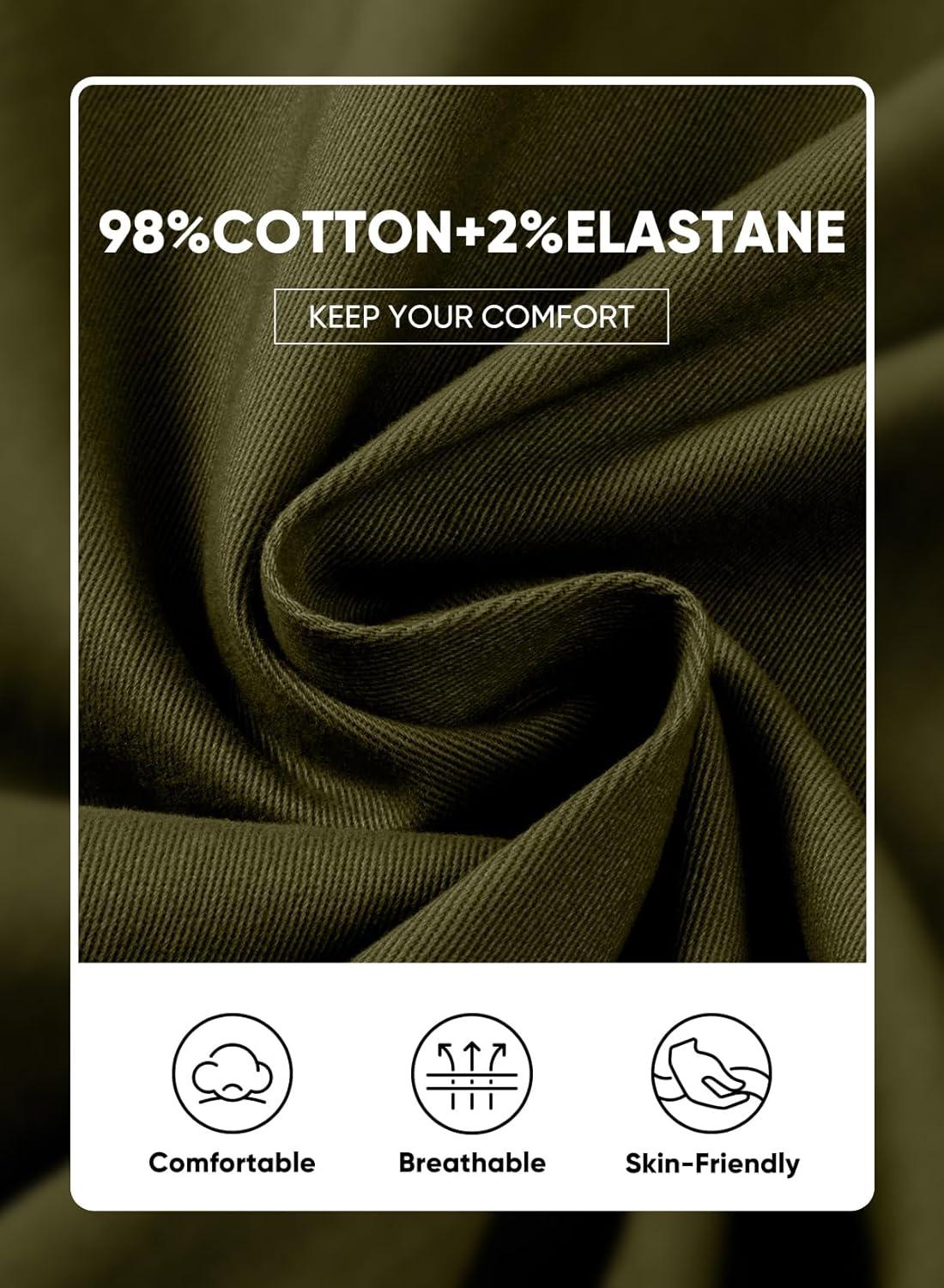 imageJMIERR Mens Chino Pants Casual Stretch Waist Tapered Trousers with PocketsMoss Green