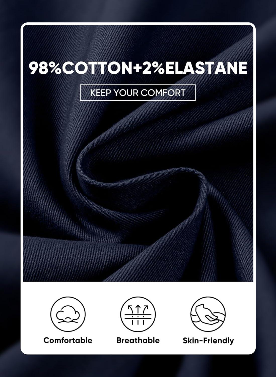 imageJMIERR Mens Chino Pants Casual Stretch Waist Tapered Trousers with PocketsNavy Blue