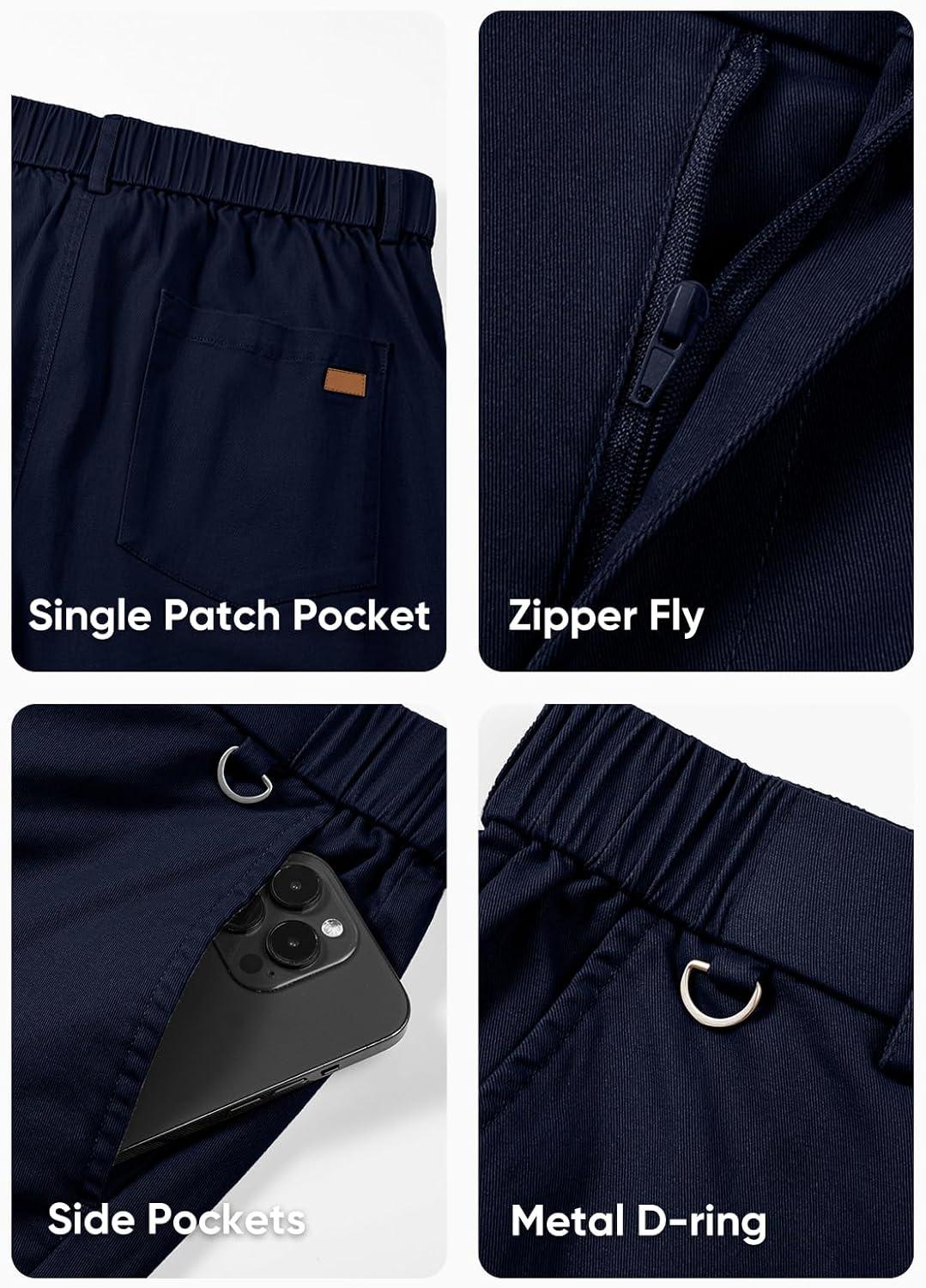 imageJMIERR Mens Chino Pants Casual Stretch Waist Tapered Trousers with PocketsNavy Blue