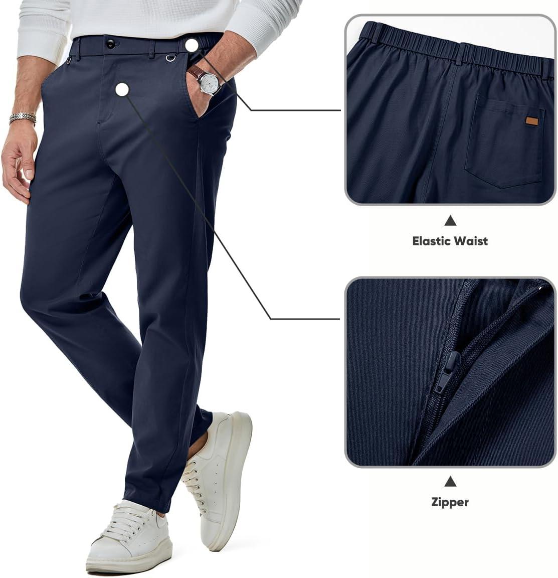 imageJMIERR Mens Chino Pants Casual Stretch Waist Tapered Trousers with PocketsSail Blue