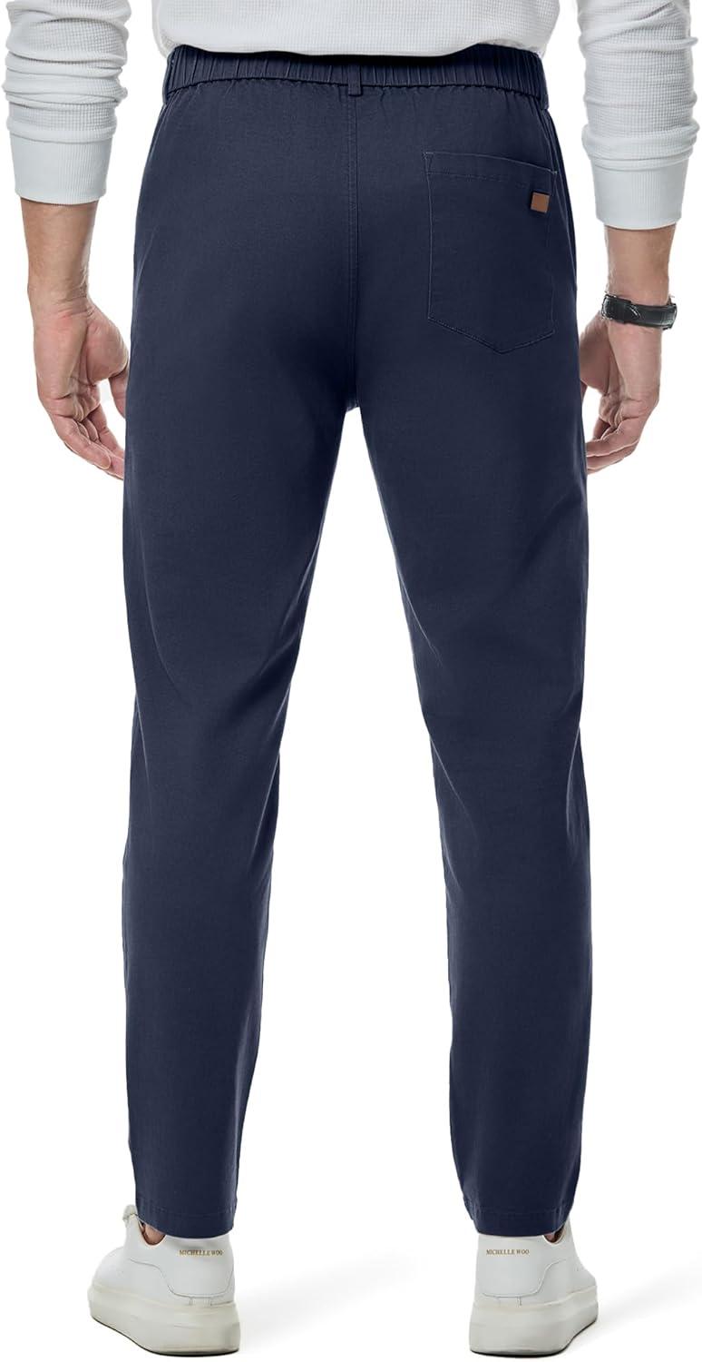 imageJMIERR Mens Chino Pants Casual Stretch Waist Tapered Trousers with PocketsSail Blue