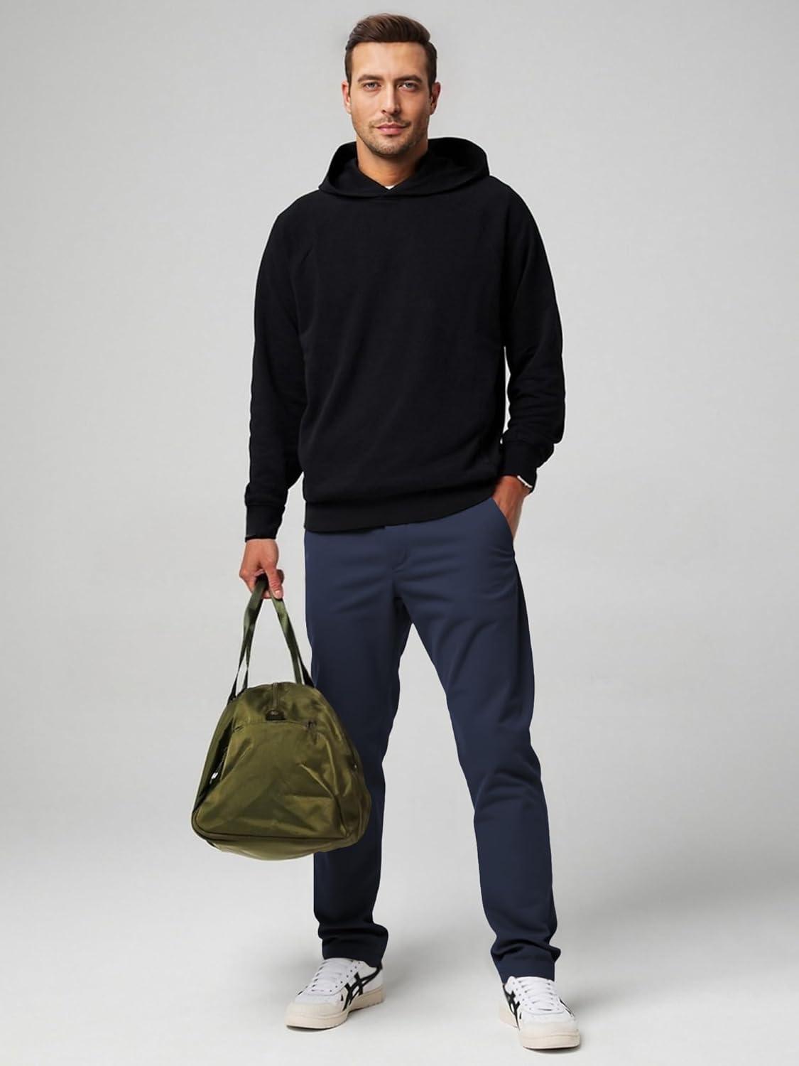 imageJMIERR Mens Chino Pants Casual Stretch Waist Tapered Trousers with PocketsSail Blue