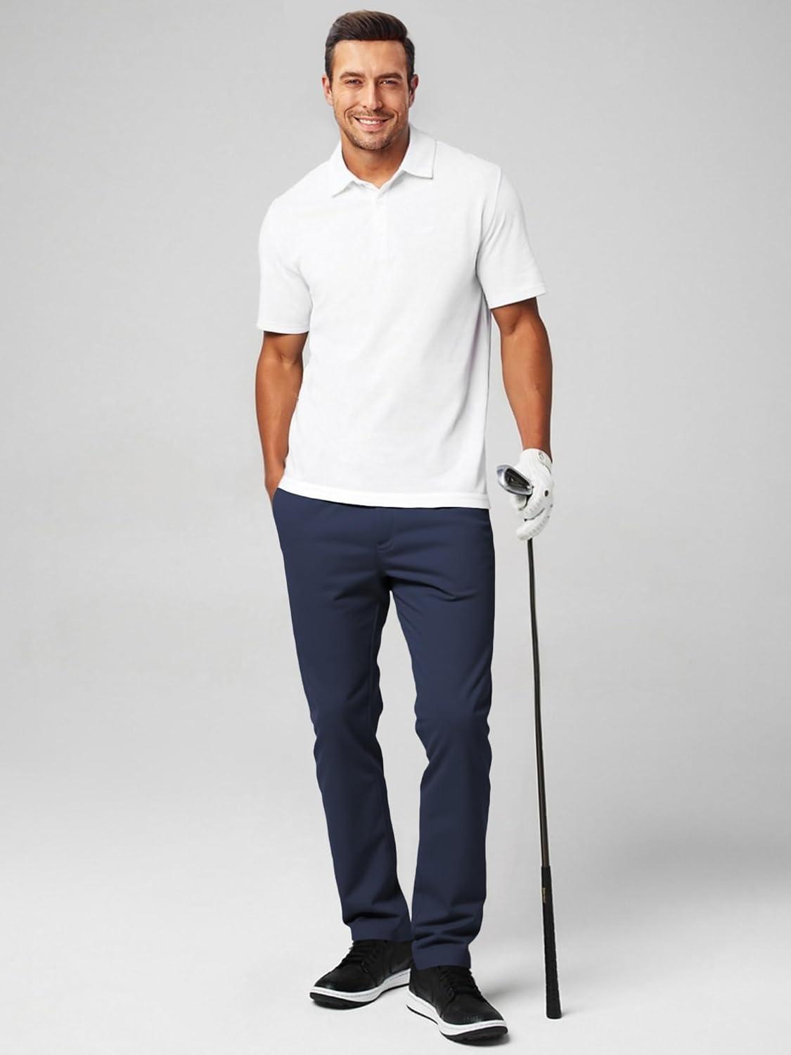 imageJMIERR Mens Chino Pants Casual Stretch Waist Tapered Trousers with PocketsSail Blue