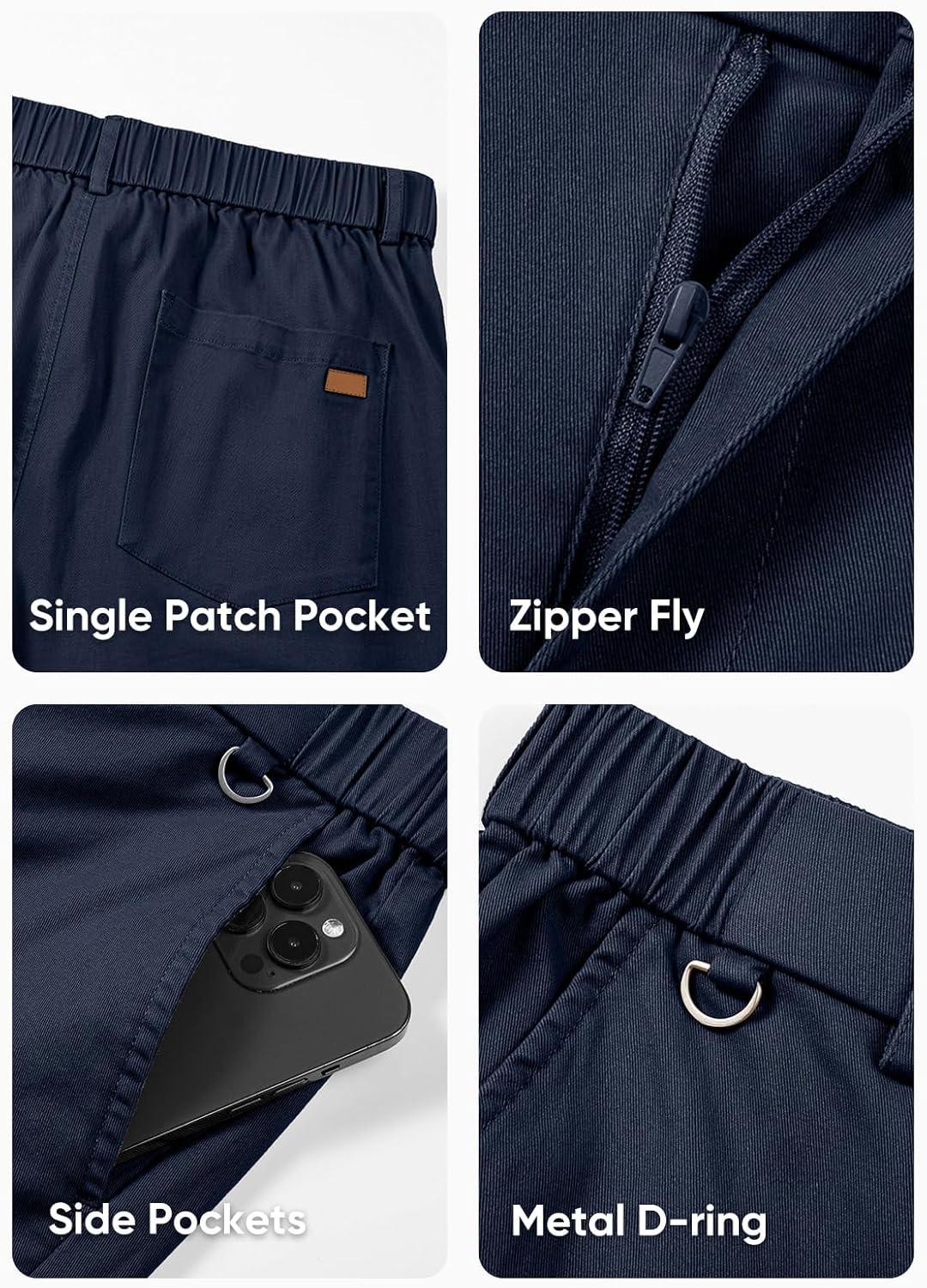 imageJMIERR Mens Chino Pants Casual Stretch Waist Tapered Trousers with PocketsSail Blue