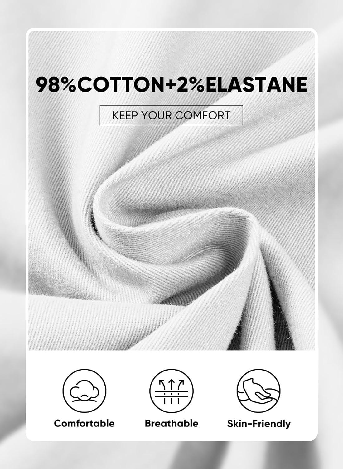 imageJMIERR Mens Chino Pants Casual Stretch Waist Tapered Trousers with PocketsWhite