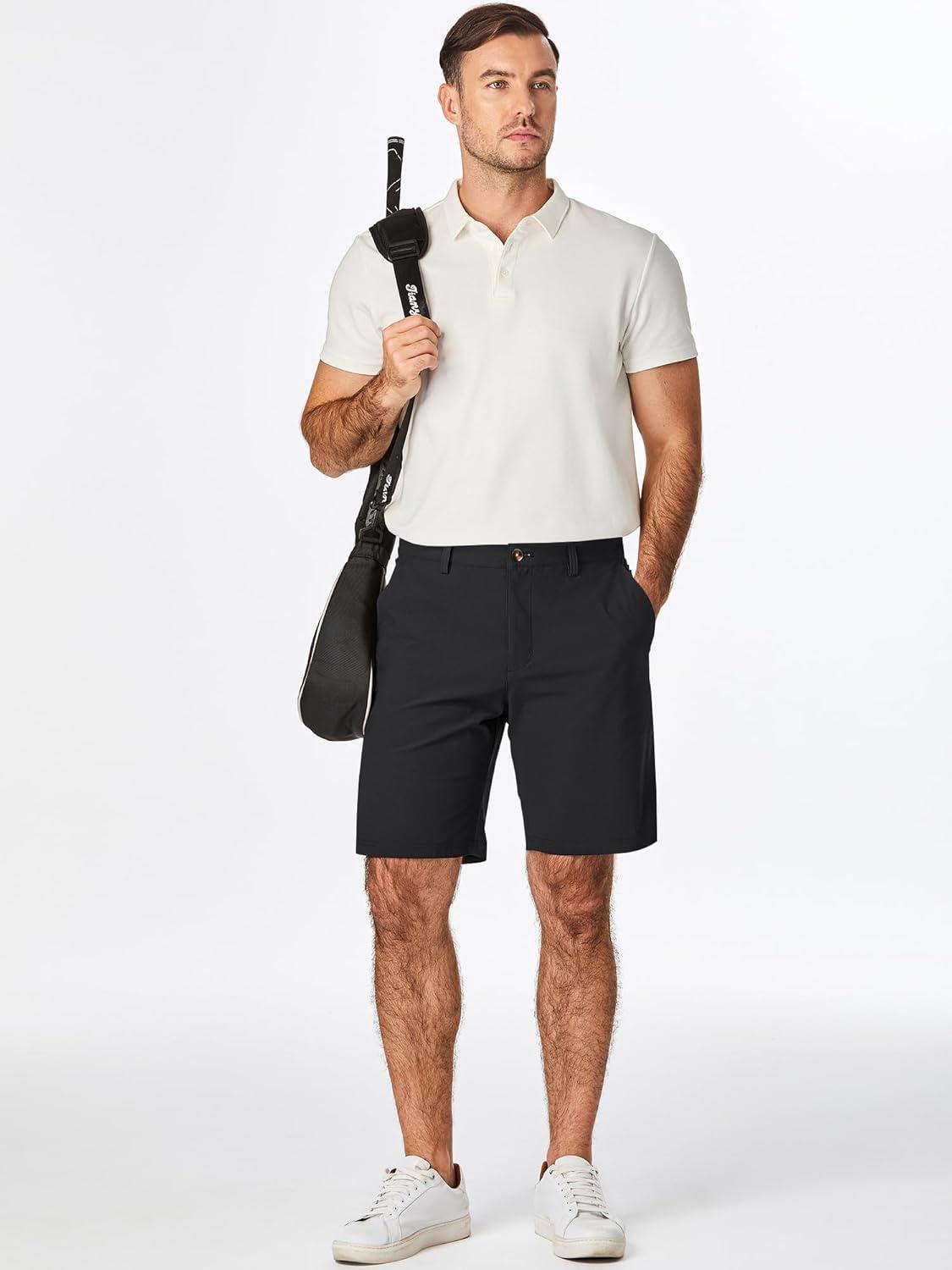 imageJMIERR Mens Chino Shorts Casual Summer 9quot Inch Stretch MoistureWicking Golf Dress Short with Zipper Pocket9 Dark Grey