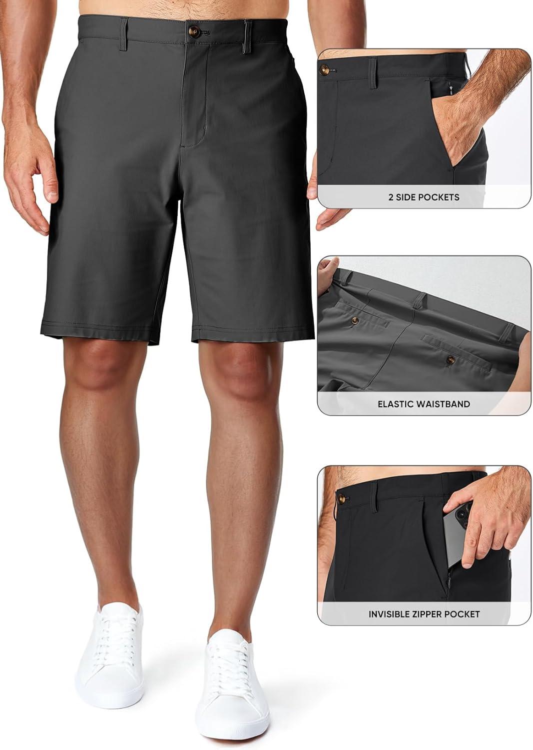 imageJMIERR Mens Chino Shorts Casual Summer 9quot Inch Stretch MoistureWicking Golf Dress Short with Zipper Pocket9 Dark Grey