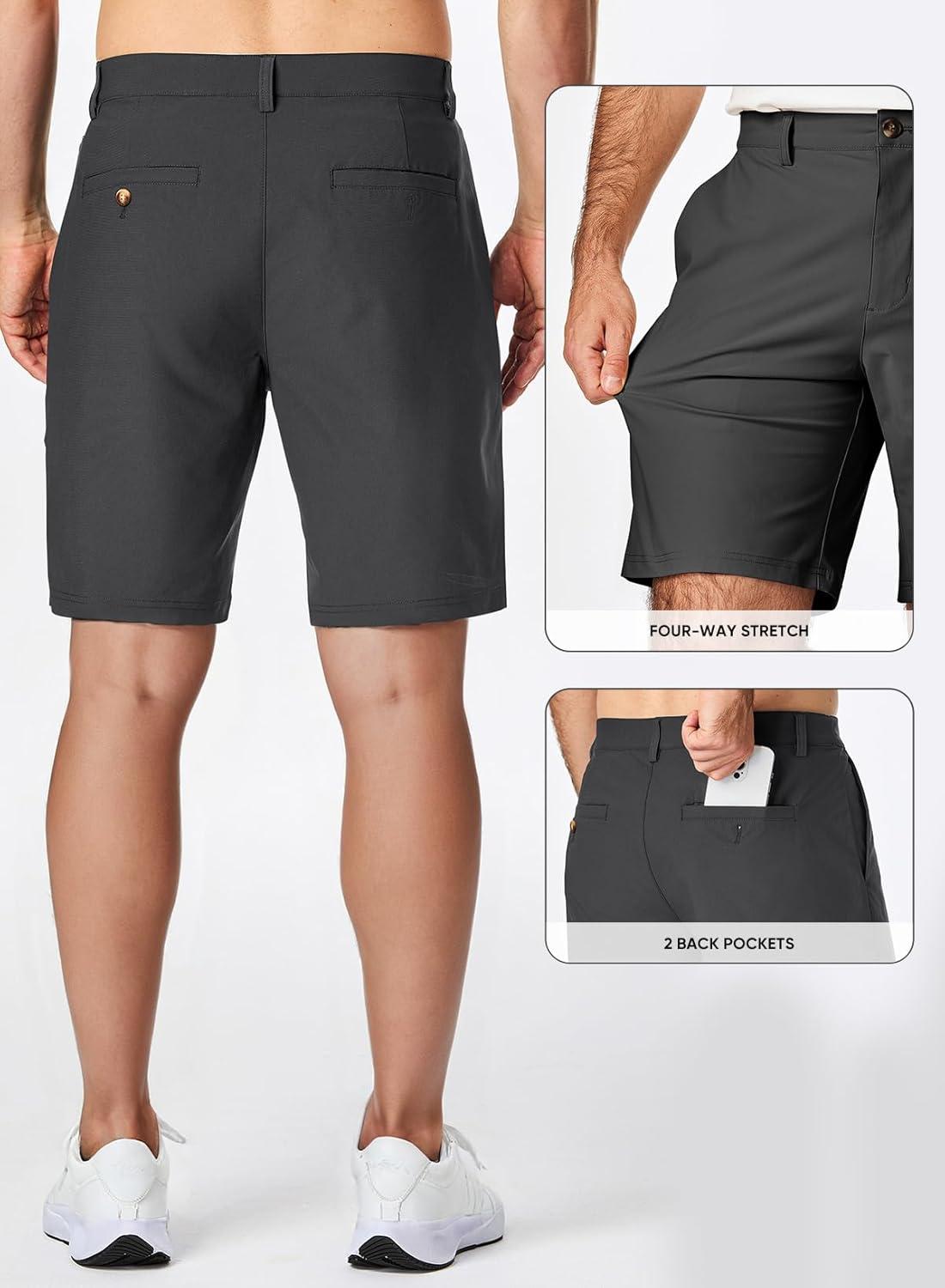 imageJMIERR Mens Chino Shorts Casual Summer 9quot Inch Stretch MoistureWicking Golf Dress Short with Zipper Pocket9 Dark Grey