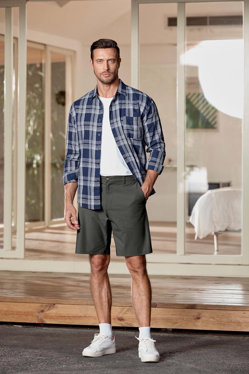 imageJMIERR Mens Chino Shorts Casual Summer 9quot Inch Stretch MoistureWicking Golf Dress Short with Zipper Pocket9 Dark Grey