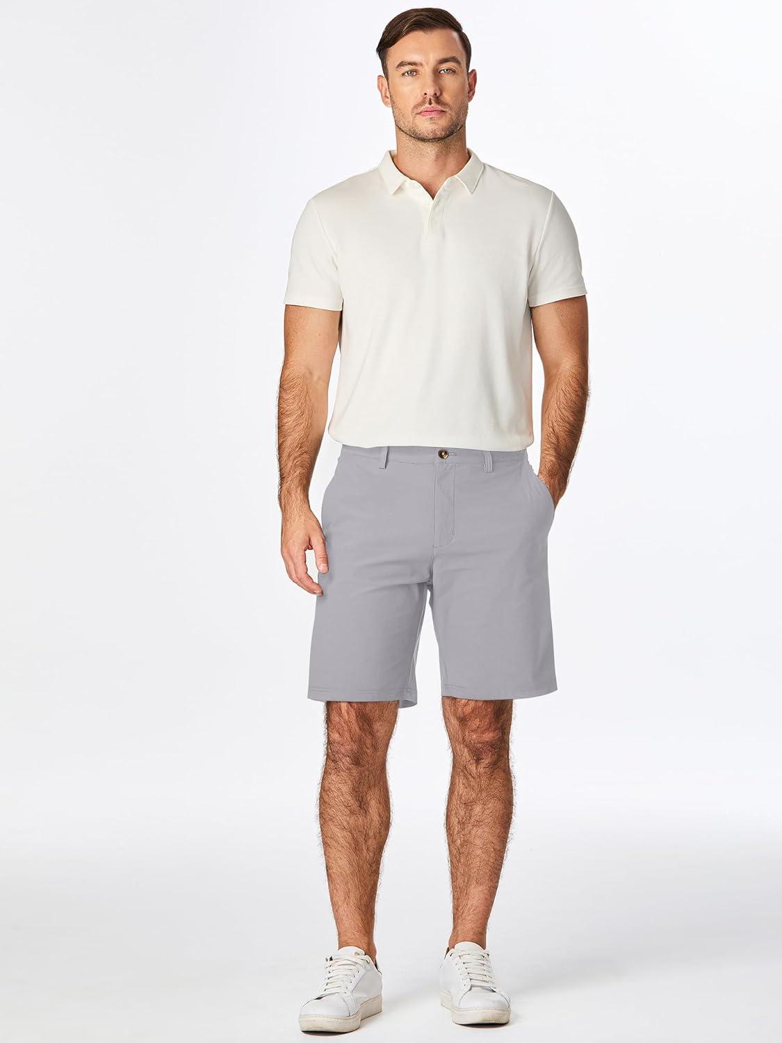 imageJMIERR Mens Chino Shorts Casual Summer 9quot Inch Stretch MoistureWicking Golf Dress Short with Zipper Pocket9 Grey