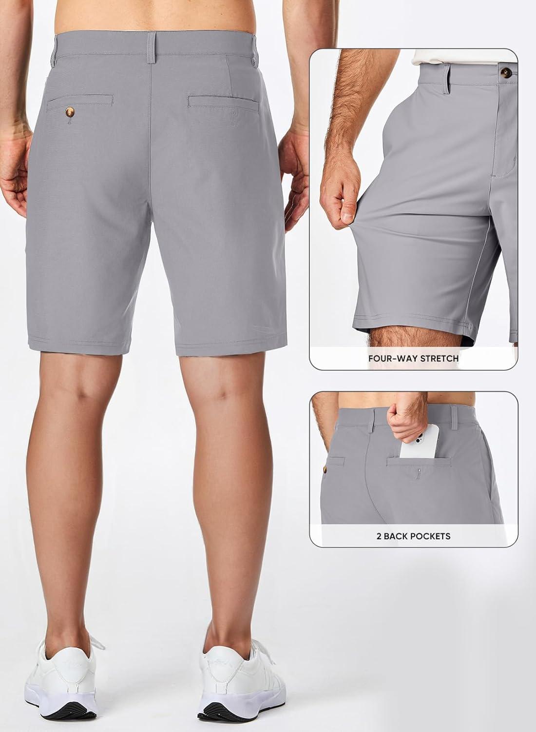 imageJMIERR Mens Chino Shorts Casual Summer 9quot Inch Stretch MoistureWicking Golf Dress Short with Zipper Pocket9 Grey