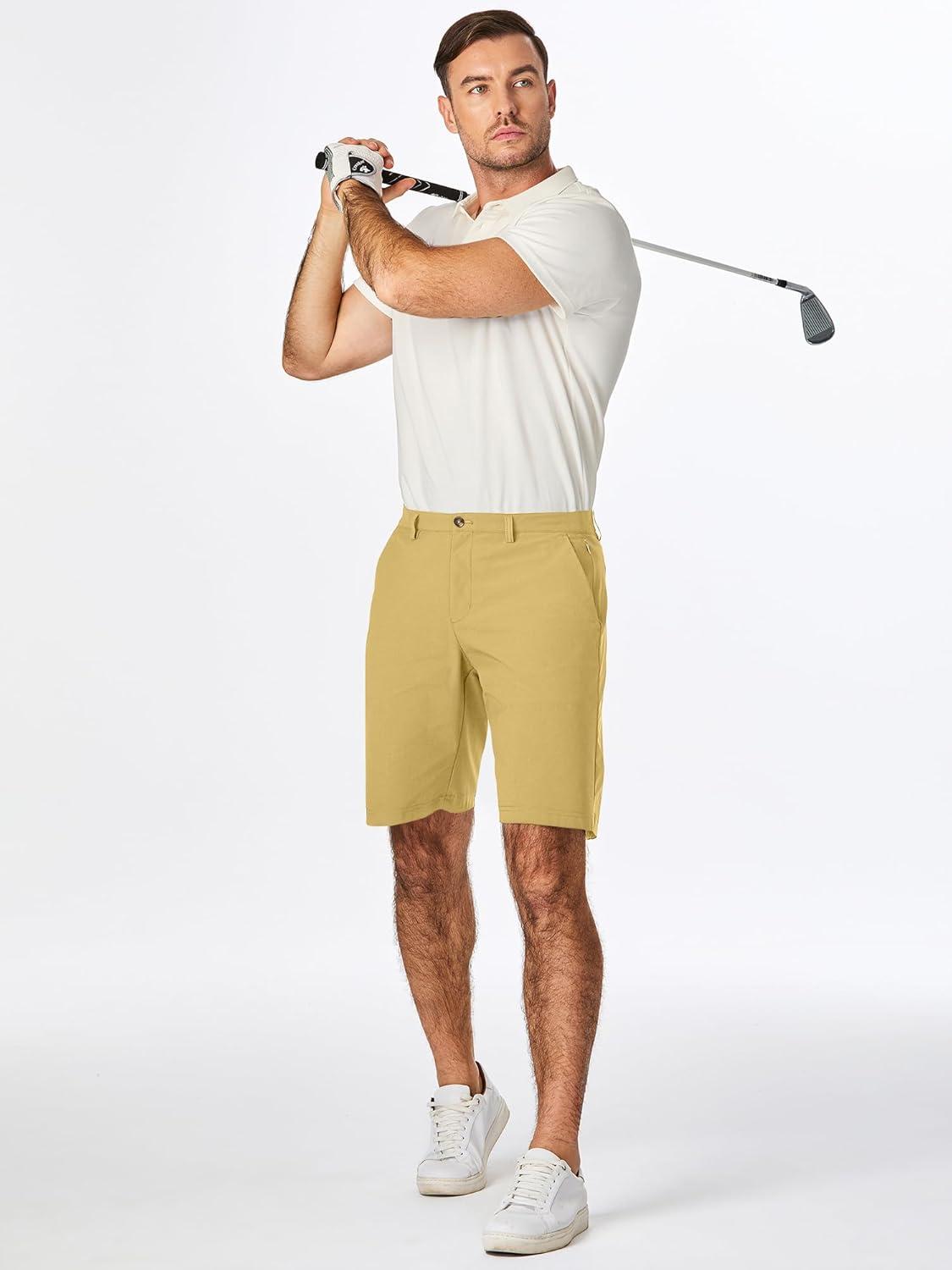 imageJMIERR Mens Chino Shorts Casual Summer 9quot Inch Stretch MoistureWicking Golf Dress Short with Zipper Pocket9 Khaki 2