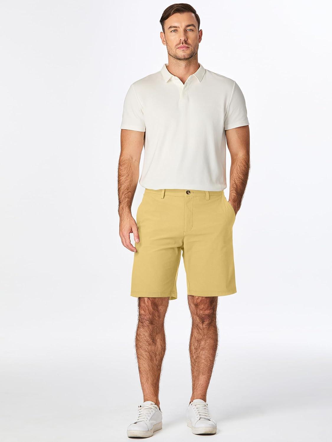 imageJMIERR Mens Chino Shorts Casual Summer 9quot Inch Stretch MoistureWicking Golf Dress Short with Zipper Pocket9 Khaki 2