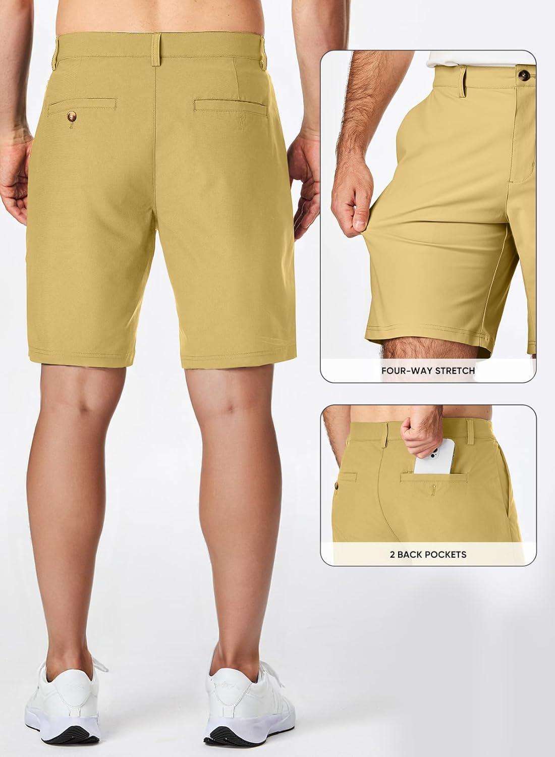 imageJMIERR Mens Chino Shorts Casual Summer 9quot Inch Stretch MoistureWicking Golf Dress Short with Zipper Pocket9 Khaki 2