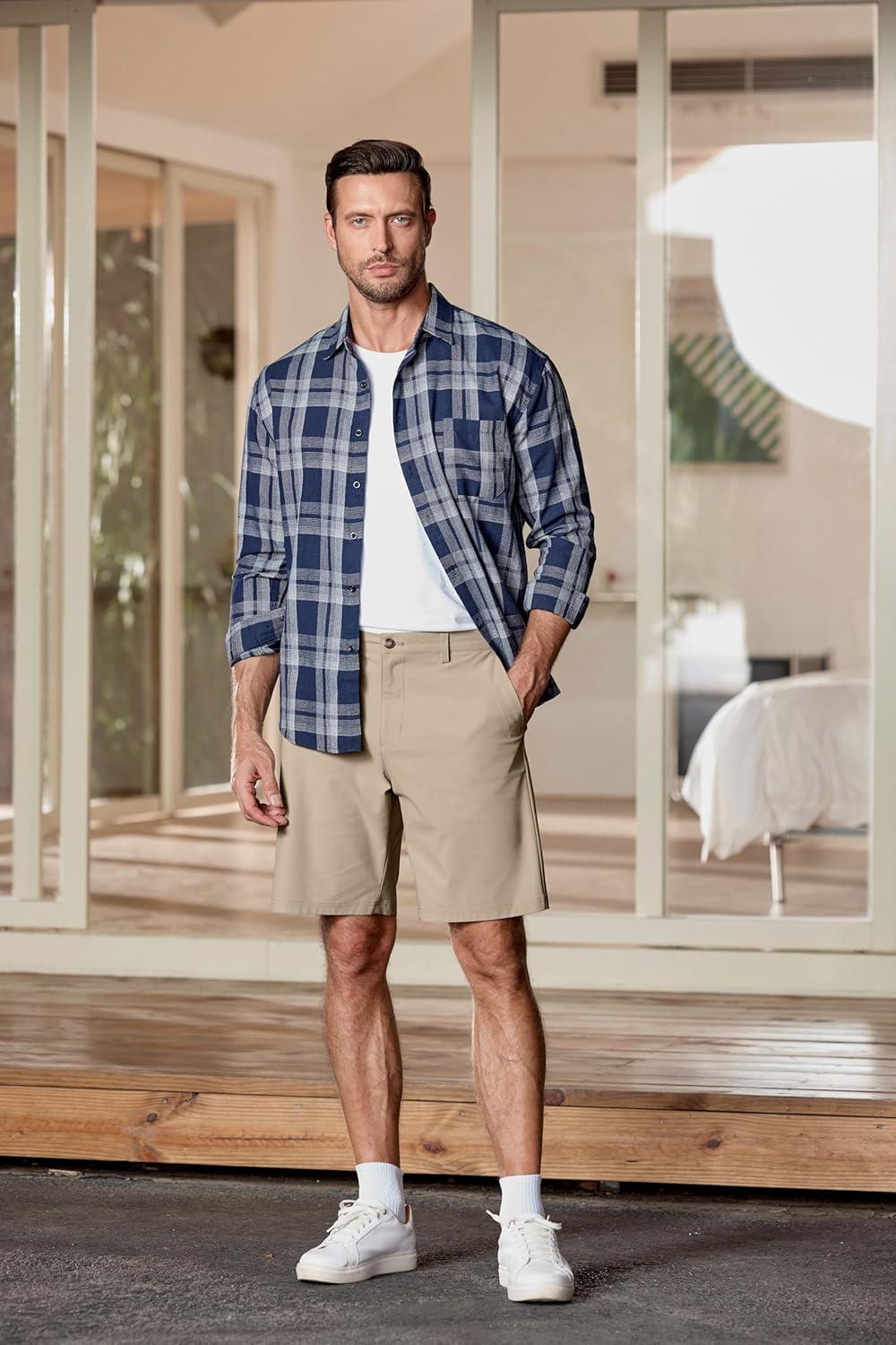 imageJMIERR Mens Chino Shorts Casual Summer 9quot Inch Stretch MoistureWicking Golf Dress Short with Zipper Pocket9 Khaki