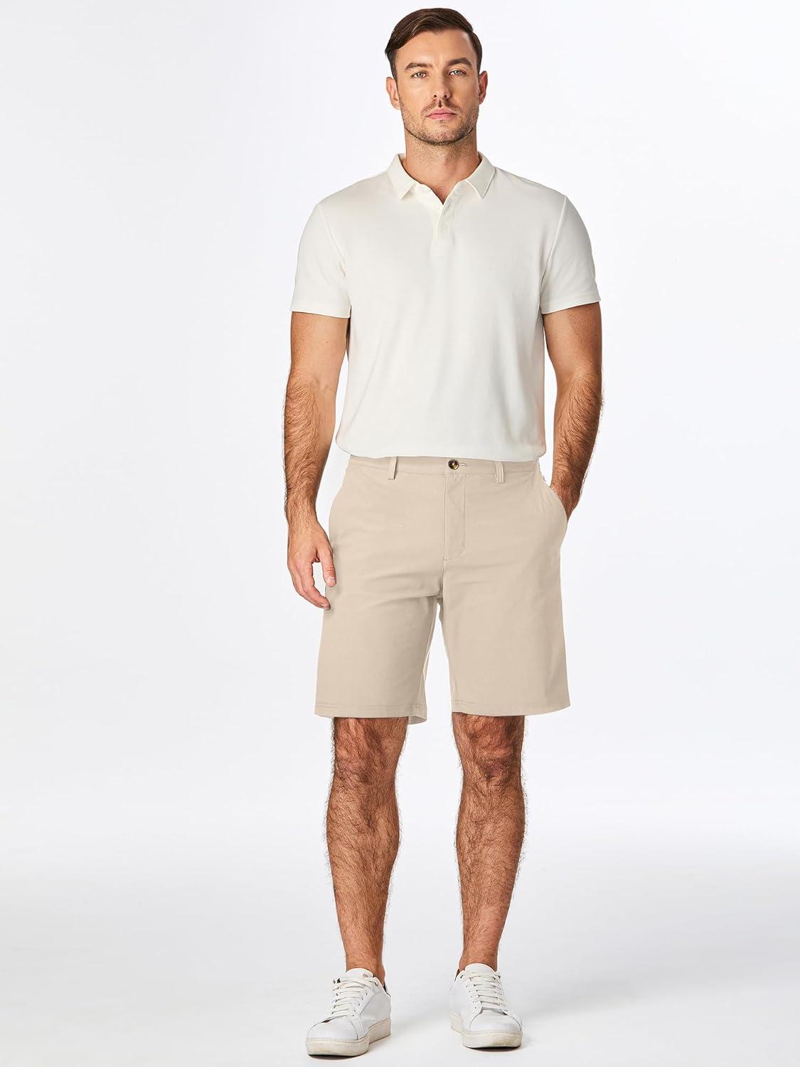 imageJMIERR Mens Chino Shorts Casual Summer 9quot Inch Stretch MoistureWicking Golf Dress Short with Zipper Pocket9 Khaki