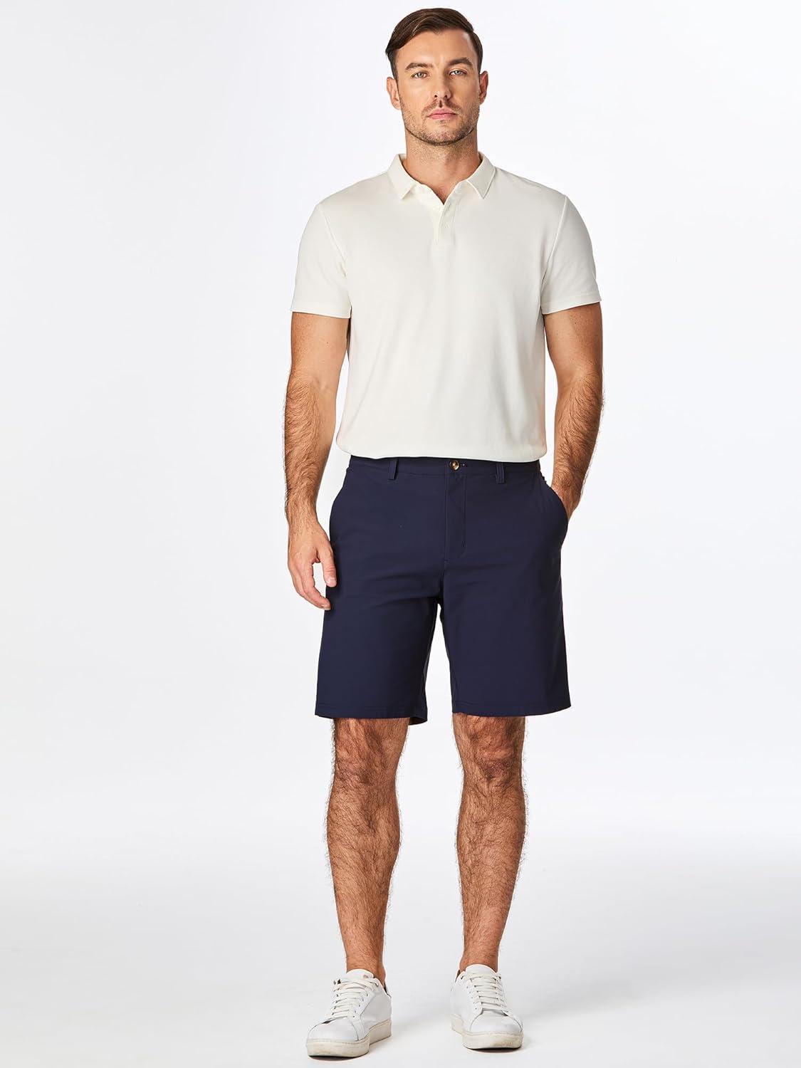 imageJMIERR Mens Chino Shorts Casual Summer 9quot Inch Stretch MoistureWicking Golf Dress Short with Zipper Pocket9 Navy Blue