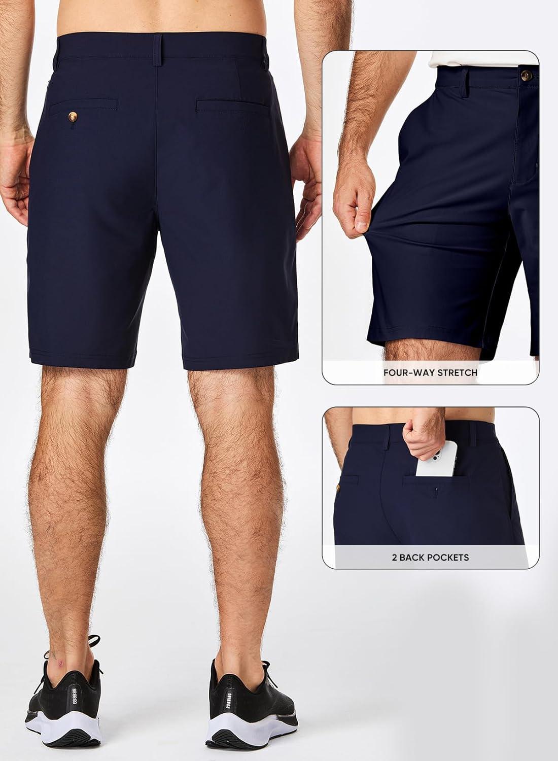 imageJMIERR Mens Chino Shorts Casual Summer 9quot Inch Stretch MoistureWicking Golf Dress Short with Zipper Pocket9 Navy Blue