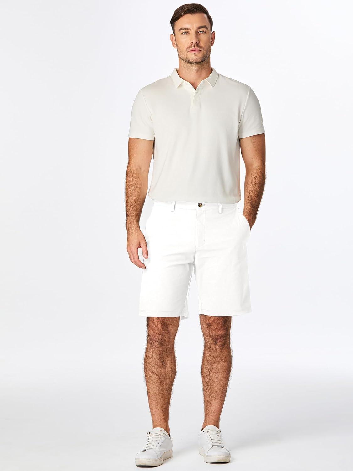 imageJMIERR Mens Chino Shorts Casual Summer 9quot Inch Stretch MoistureWicking Golf Dress Short with Zipper Pocket9 White