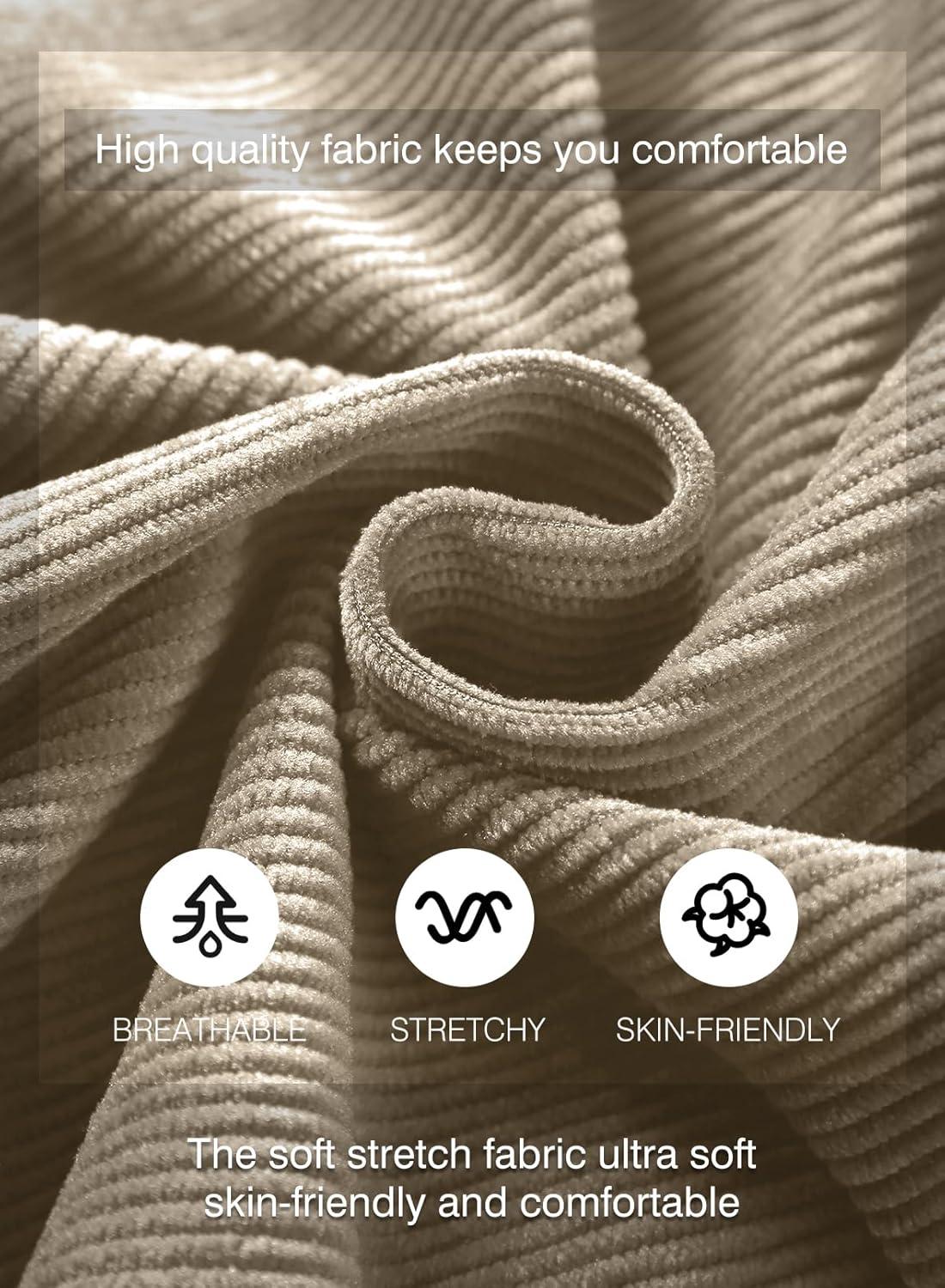 imageJMIERR Mens Corduroy Shorts Casual Elastic Waist Drawstring Lightweight Summer Beach ShortsA1 Parchment