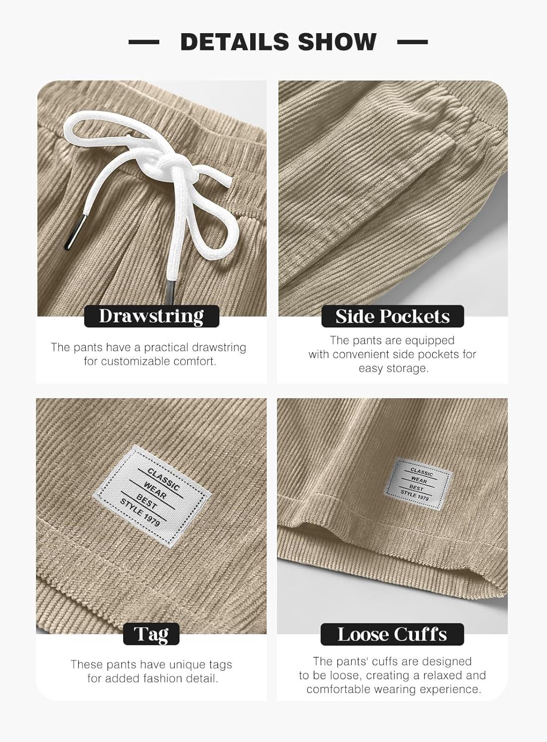 imageJMIERR Mens Corduroy Shorts Casual Elastic Waist Drawstring Lightweight Summer Beach ShortsA1 Parchment