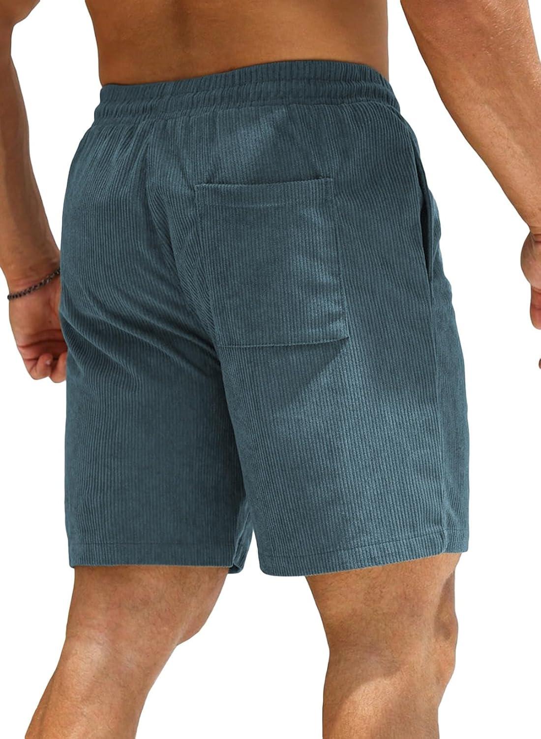 imageJMIERR Mens Corduroy Shorts Casual Elastic Waist Drawstring Lightweight Summer Beach ShortsA1 Real Teal