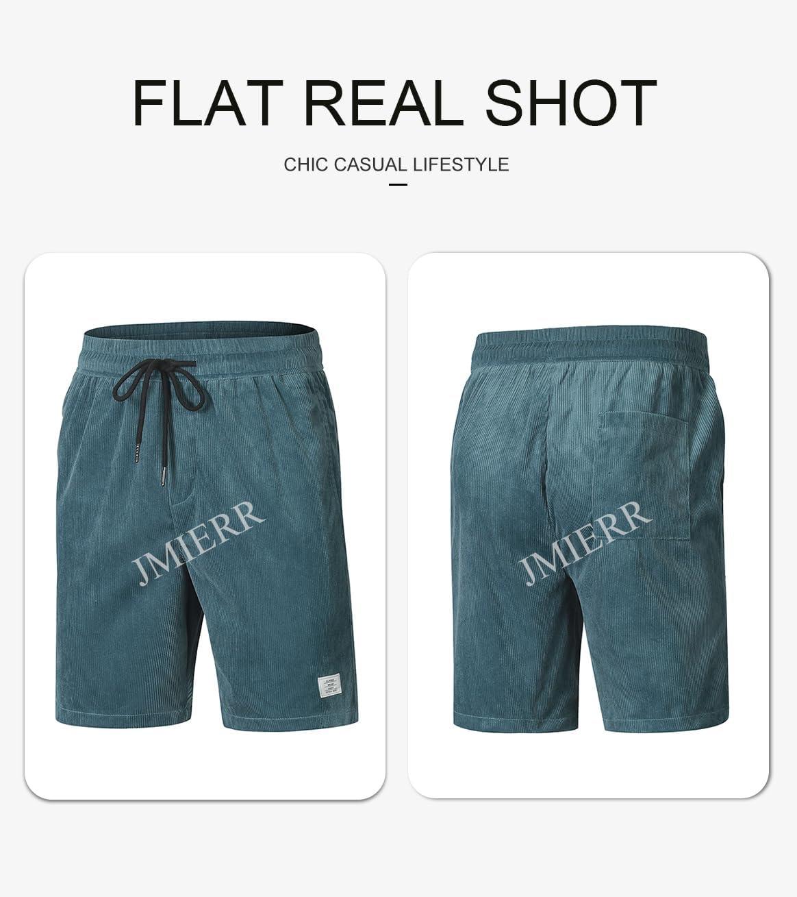 imageJMIERR Mens Corduroy Shorts Casual Elastic Waist Drawstring Lightweight Summer Beach ShortsA1 Real Teal