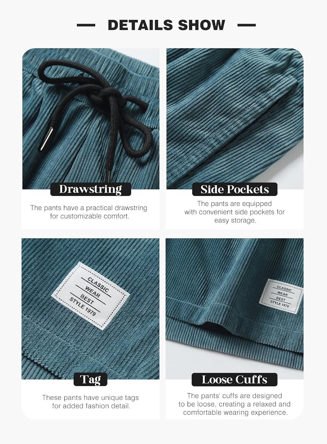 imageJMIERR Mens Corduroy Shorts Casual Elastic Waist Drawstring Lightweight Summer Beach ShortsA1 Real Teal