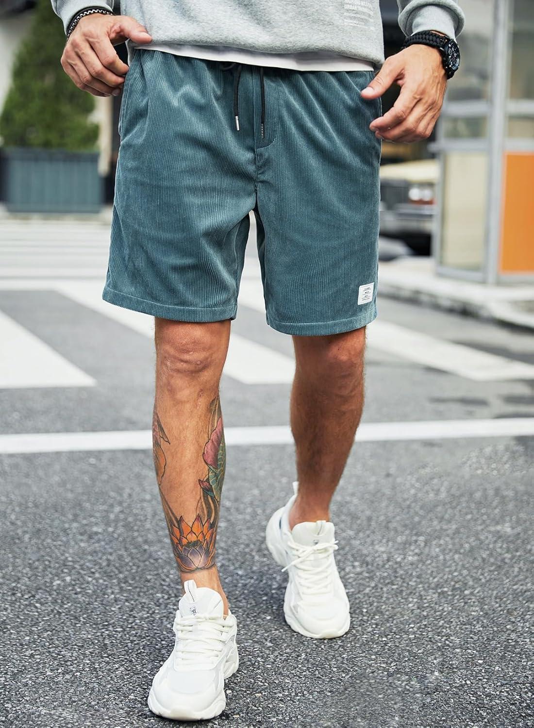 imageJMIERR Mens Corduroy Shorts Casual Elastic Waist Drawstring Lightweight Summer Beach ShortsA1 Real Teal