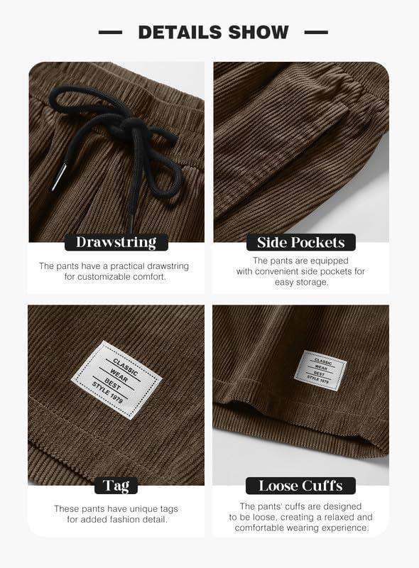 imageJMIERR Mens Corduroy Shorts Casual Elastic Waist Drawstring Lightweight Summer Beach ShortsA2 Desert Palm
