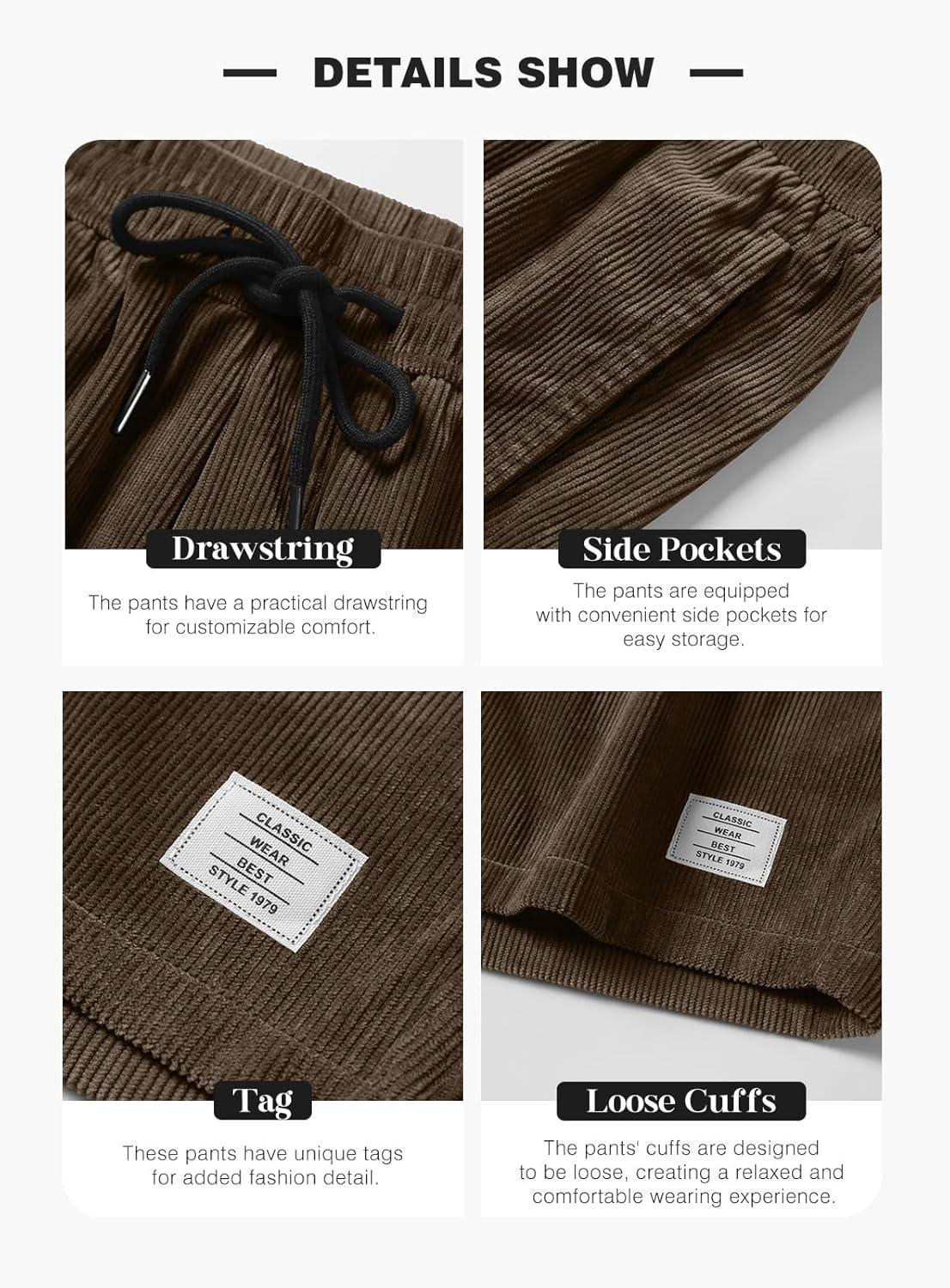 imageJMIERR Mens Corduroy Shorts Casual Elastic Waist Drawstring Lightweight Summer Beach ShortsA2 Desert Palm