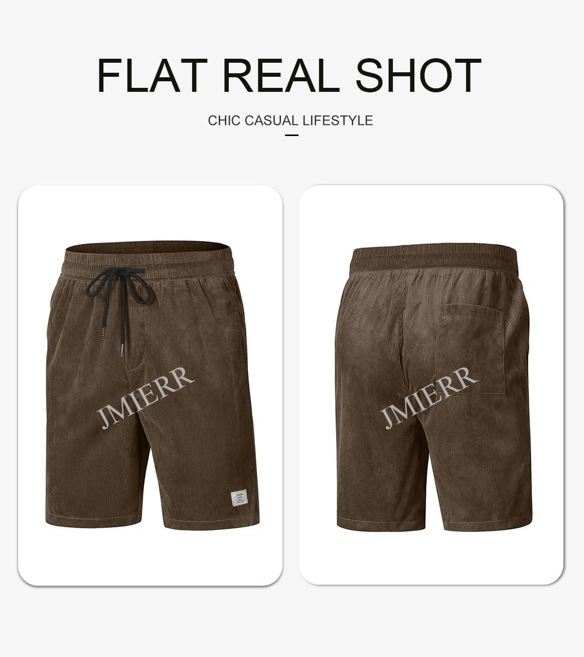 imageJMIERR Mens Corduroy Shorts Casual Elastic Waist Drawstring Lightweight Summer Beach ShortsA2 Desert Palm
