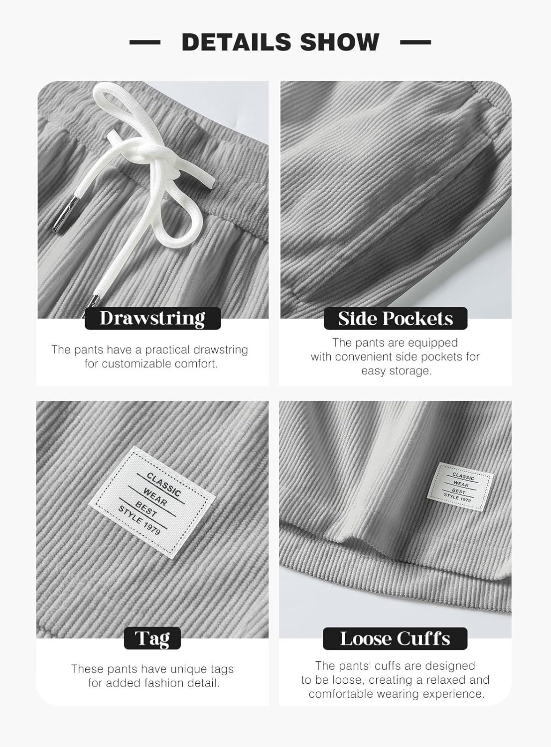 imageJMIERR Mens Corduroy Shorts Casual Elastic Waist Drawstring Lightweight Summer Beach ShortsA2 Grey