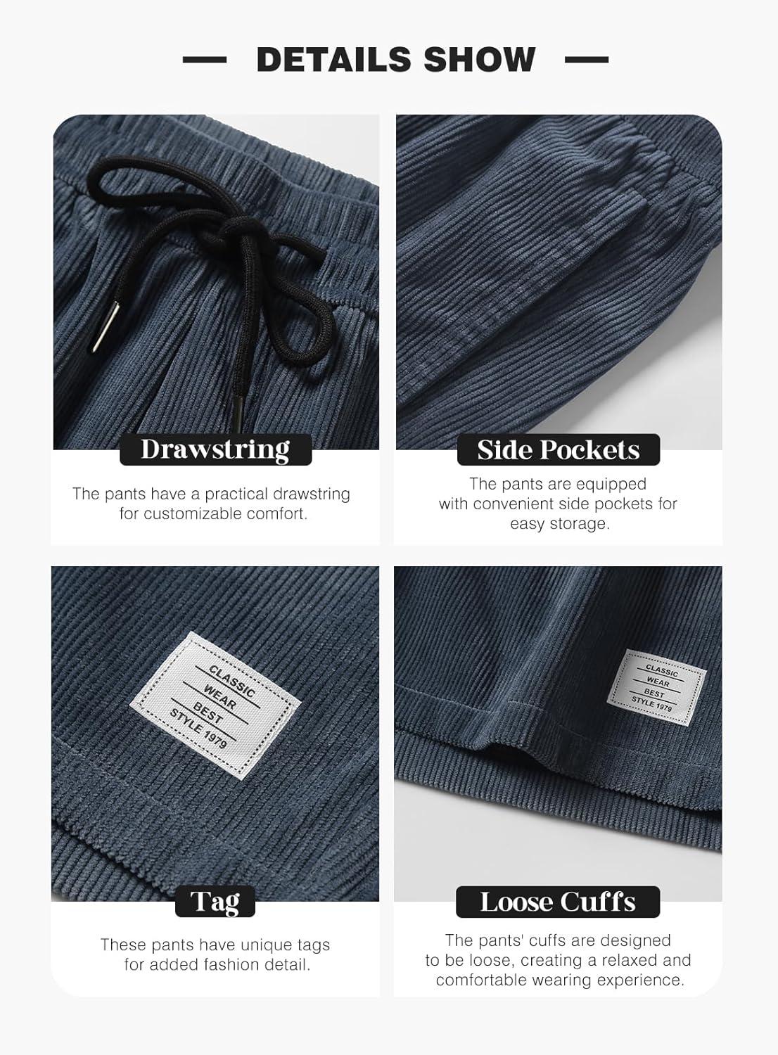 imageJMIERR Mens Corduroy Shorts Casual Elastic Waist Drawstring Lightweight Summer Beach ShortsA2 Navy Blue