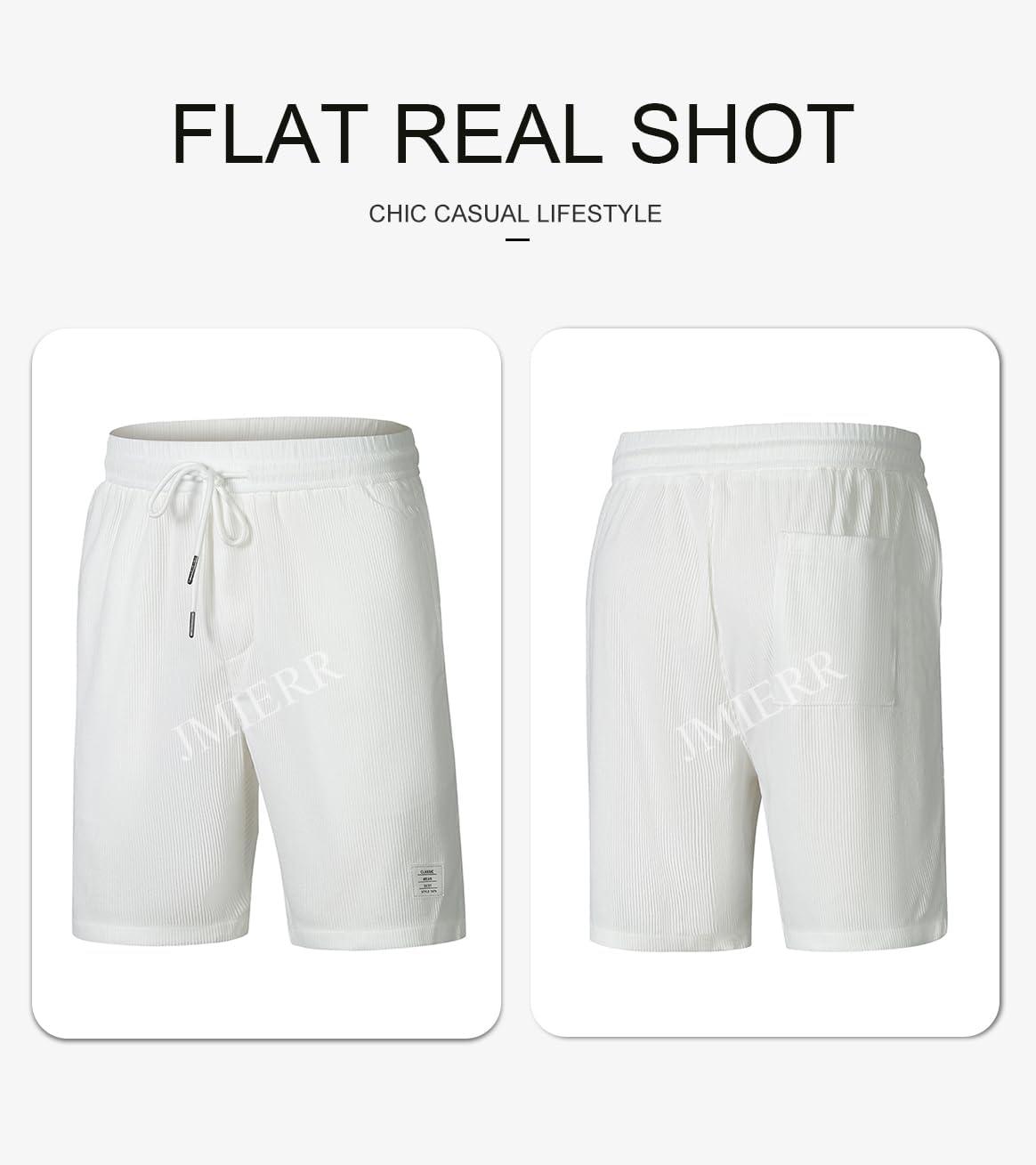 imageJMIERR Mens Corduroy Shorts Casual Elastic Waist Drawstring Lightweight Summer Beach ShortsA2 White