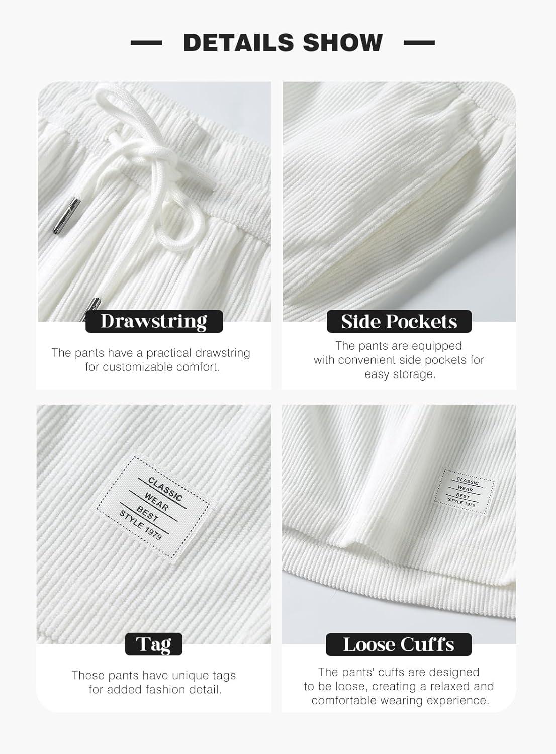 imageJMIERR Mens Corduroy Shorts Casual Elastic Waist Drawstring Lightweight Summer Beach ShortsA2 White