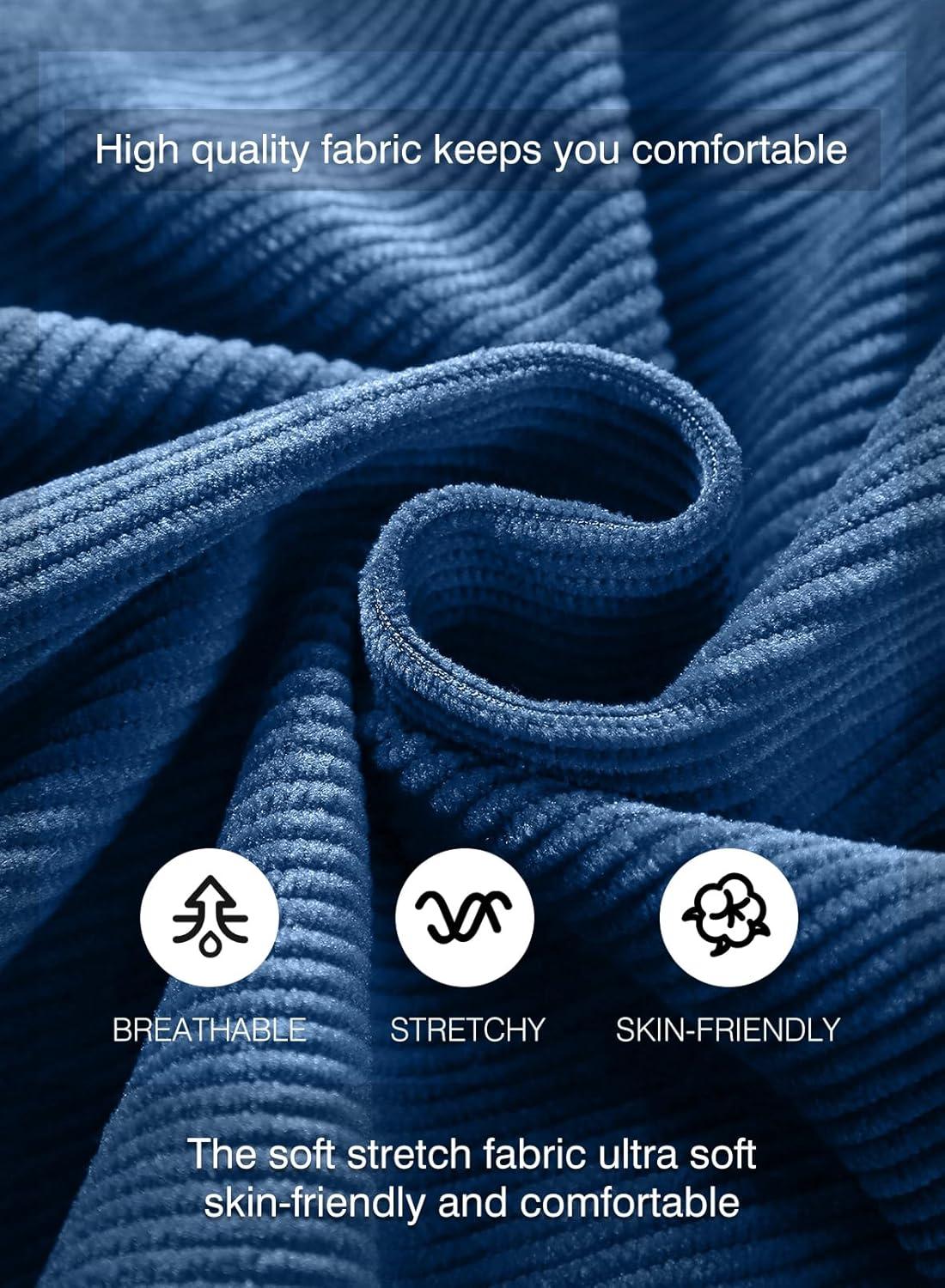 imageJMIERR Mens Corduroy Shorts Casual Elastic Waist Drawstring Lightweight Summer Beach ShortsA3 Ashleigh Blue