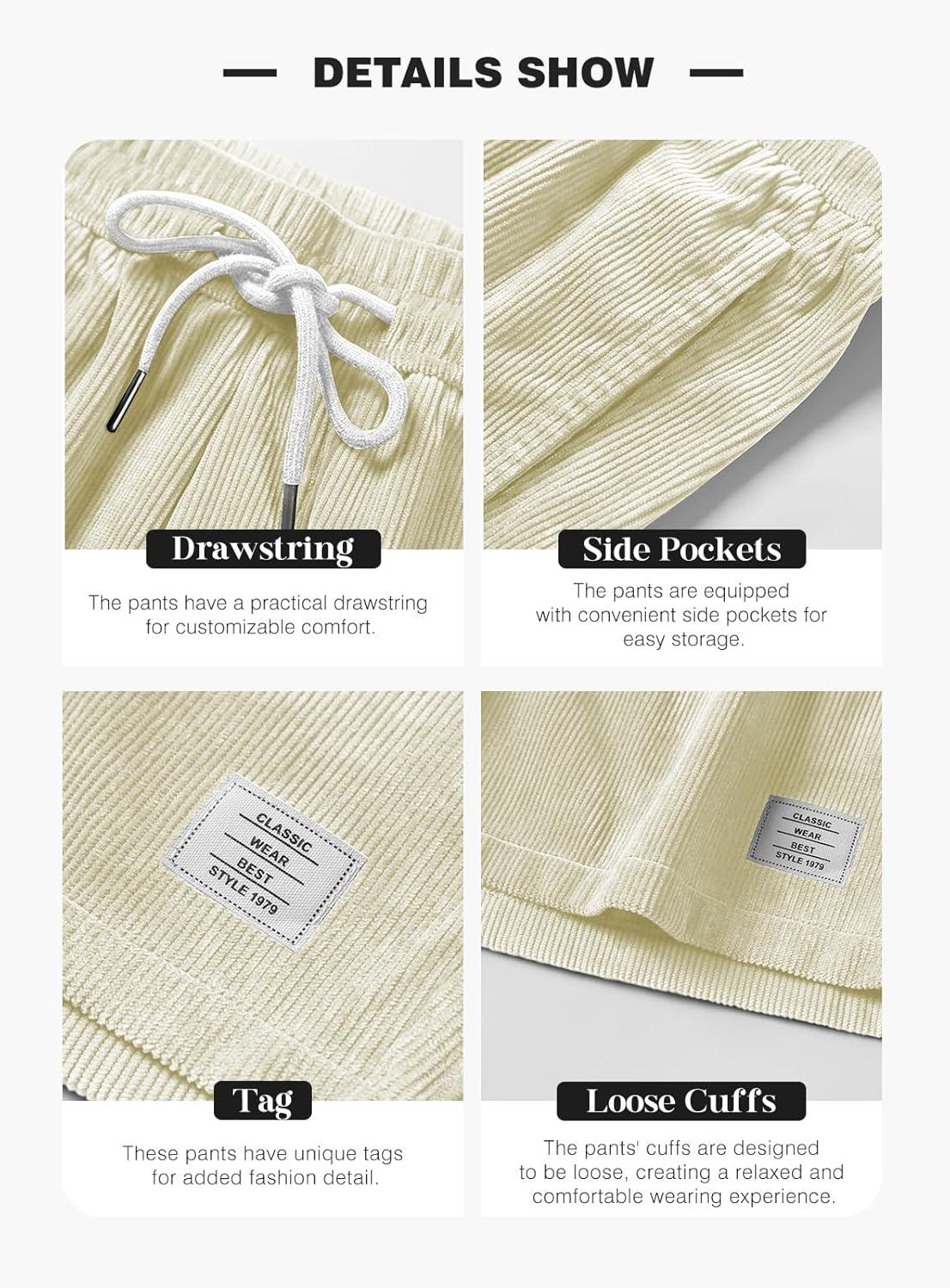 imageJMIERR Mens Corduroy Shorts Casual Elastic Waist Drawstring Lightweight Summer Beach ShortsA3 Beige