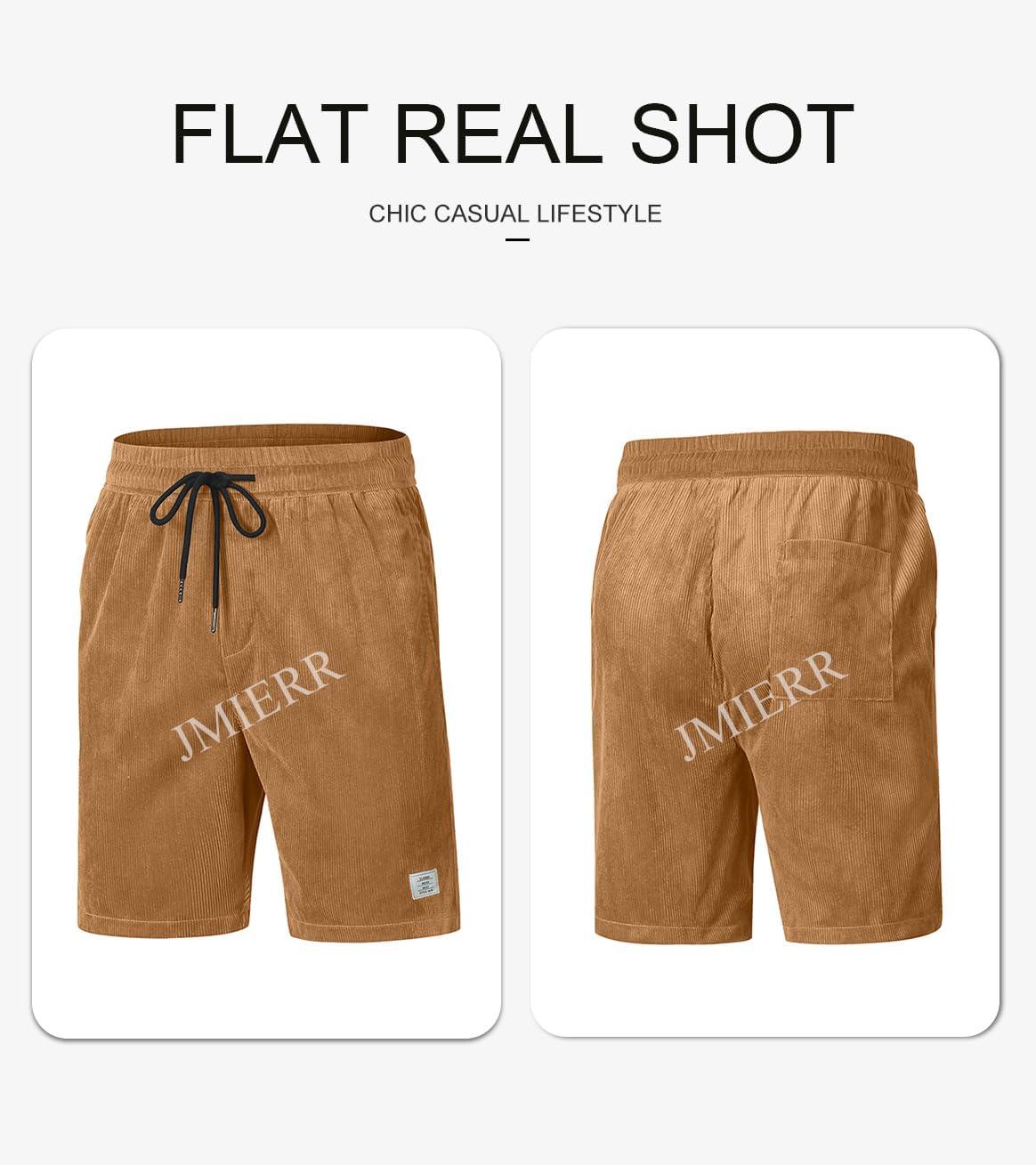 imageJMIERR Mens Corduroy Shorts Casual Elastic Waist Drawstring Lightweight Summer Beach ShortsA3 Camel