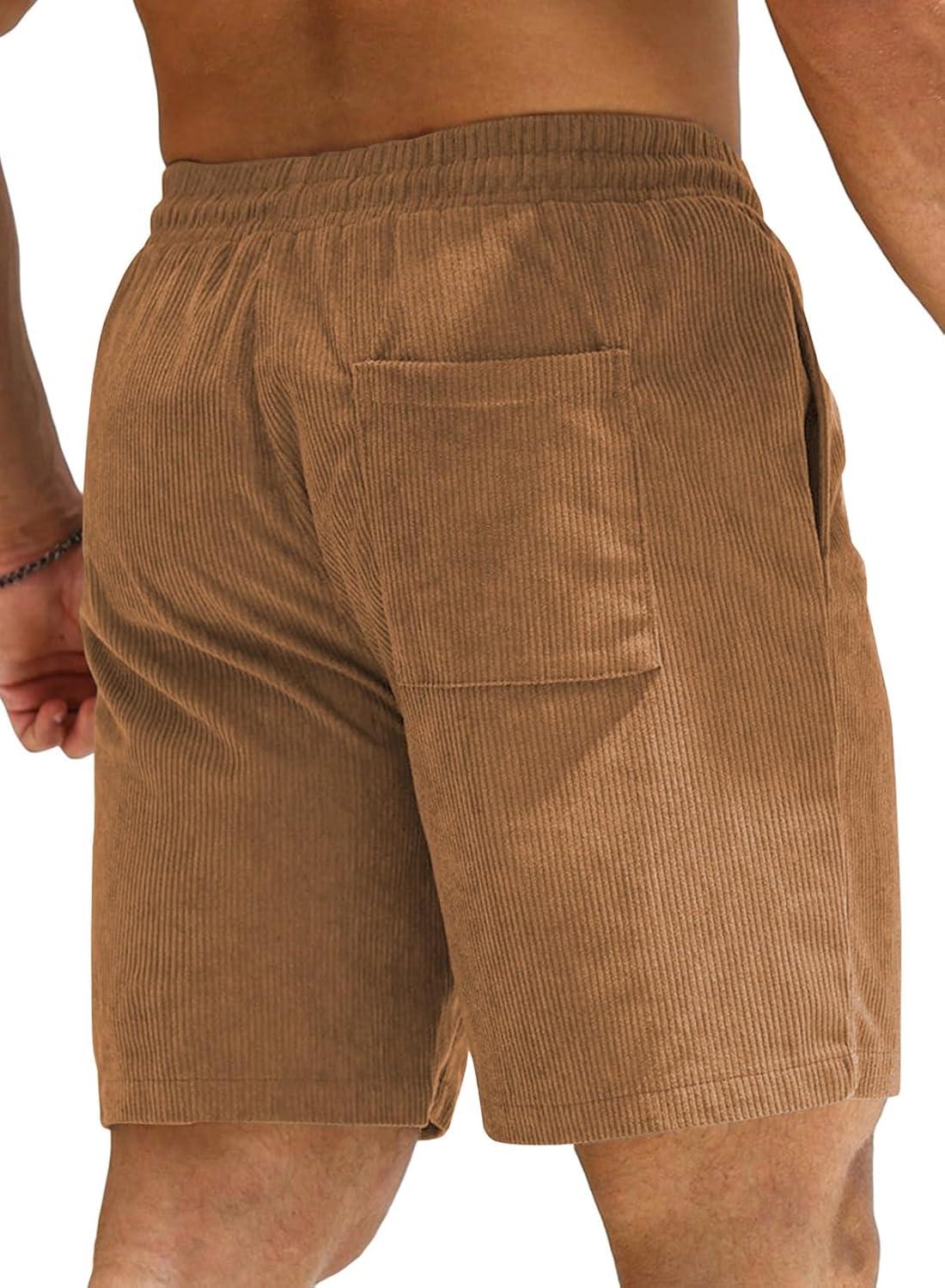 imageJMIERR Mens Corduroy Shorts Casual Elastic Waist Drawstring Lightweight Summer Beach ShortsA3 Camel