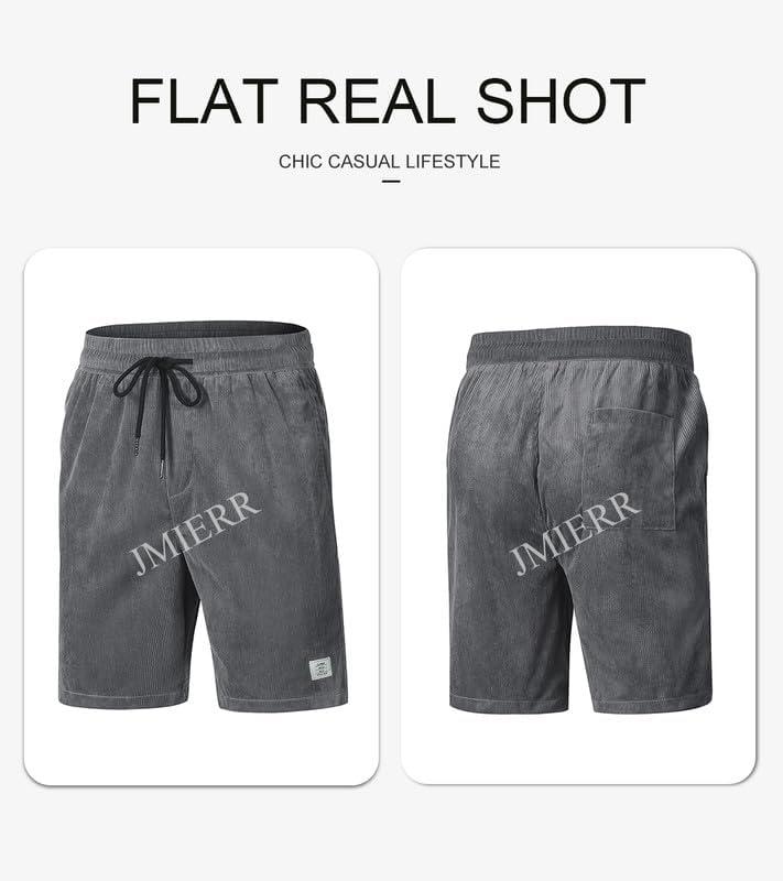 imageJMIERR Mens Corduroy Shorts Casual Elastic Waist Drawstring Lightweight Summer Beach ShortsA3 Dark Grey